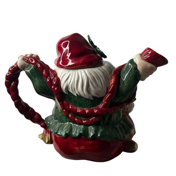 Vtg Fitz and Floyd Old World Christmas Santa Elf Teapot 1989 40 Oz Tea Pot - Picture 5 of 10